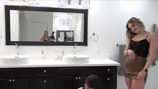 Goddess with her slave in the bathroom