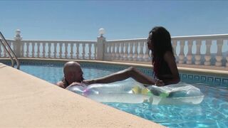 Feet worship at the pool