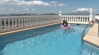 Feet worship at the pool