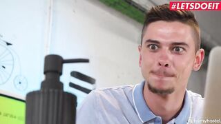 HORNYHOSTEL - Long Ass Dark Haired Claudia Bavel Finds The Pretty Gigantic Cock