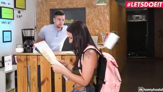 HORNYHOSTEL - Long Ass Dark Haired Claudia Bavel Finds The Pretty Gigantic Cock