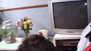 Lady with alternative style pleasured by an old British guy