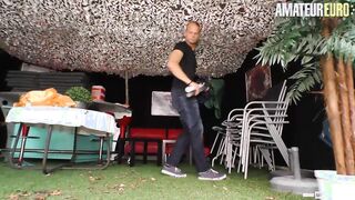 AMATEUREURO - German Housewife Danny Bubbles Seduces Muscular Bro into Public Boned