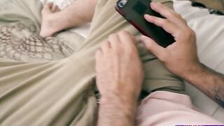 Jake Adams is jerking it to porn when his stepmom Krissy Lynn catches him in