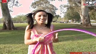 Thin 18 with small natural titted pick up for sex and a mouth cumshot