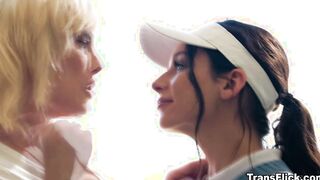April and Lucy Hart intimate golfing lesson