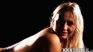 Interracial couple does sinful acts while water gently falls