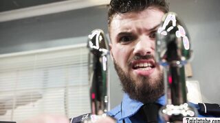 Hunk security bareback fucks shemale flight attendant