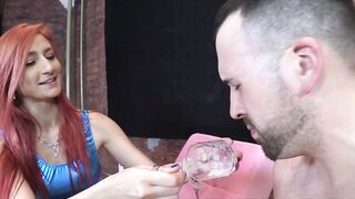Feeding him with his own cum