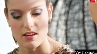 Voluptuous blonde and goddess brunnette encased inside pantyhose make each other cum