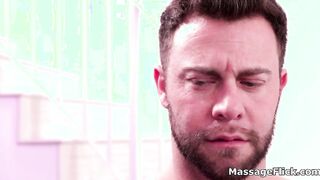 Fucking busty masseuses oily tits during massage