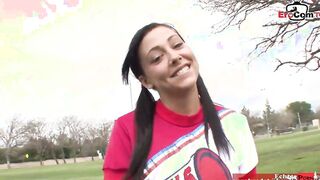 Petite 18yo dark hair college 18 Yo with small breasts pick up