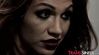 Juicy big tits tranny Jessy Dubai rides thick cock after BJ