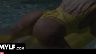 Amazingly Hot Long Tit MYLF Takes off her Yellow Swimsuit and Getting Screwed by Big Dick in every Position