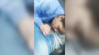 Girl taking Big dick to deep throat in car