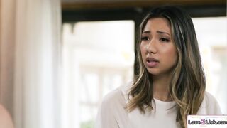 Devil and asian angel fuck horny blonde