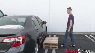 Sexy stockings tranny Morena Black gets warm sticky facial