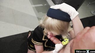 TS flight attendant Izzy Wilde bareback