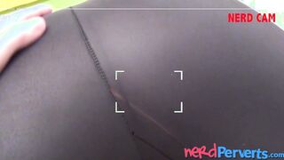 English redhead in hot pants pleasures nerd with fellatio