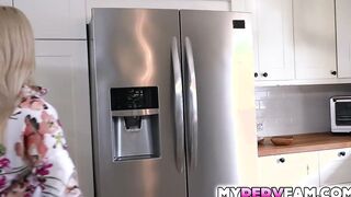 Sydney let stepson Parker stretch her pussy lips