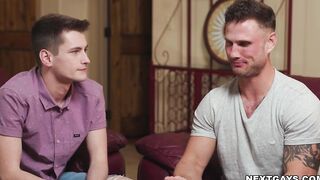 Greyson gladly accepts Roman's huge throbbing cock