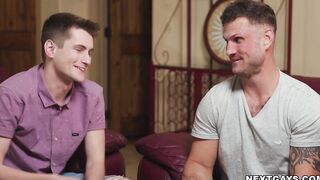 Greyson gladly accepts Roman's huge throbbing cock