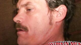 Deviant mature man plays with his big cock and shoots jizz