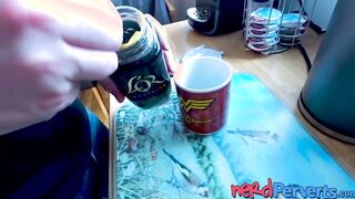 Blue eyed British amateur Susy Blue sucks two hard cocks