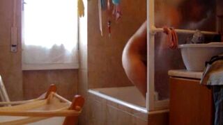 latin Stepsister with hairy pussy on spy cam