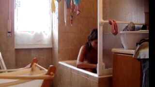 latin Stepsister with hairy pussy on spy cam