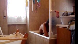 latin Stepsister with hairy pussy on spy cam