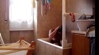 latin Stepsister with hairy pussy on spy cam