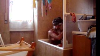 latin Stepsister with hairy pussy on spy cam