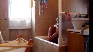 latin Stepsister with hairy pussy on spy cam