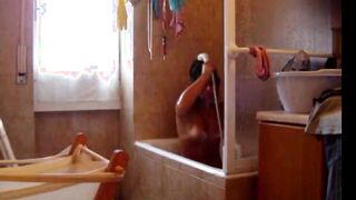 latin Stepsister with hairy pussy on spy cam