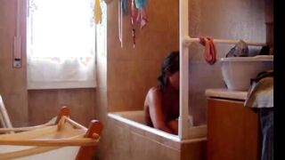 latin Stepsister with hairy pussy on spy cam