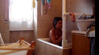 latin Stepsister with hairy pussy on spy cam