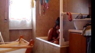 latin Stepsister with hairy pussy on spy cam