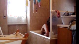 latin Stepsister with hairy pussy on spy cam