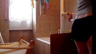 latin Stepsister with hairy pussy on spy cam