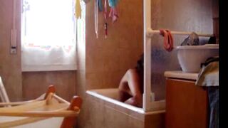 latin Stepsister with hairy pussy on spy cam