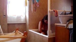latin Stepsister with hairy pussy on spy cam