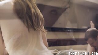 Stepmom and teen double teamed by big dicked studs