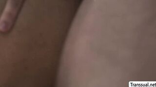 Lovely Ladyboy gets rimjob and analed by cute friend