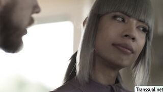 Lovely Ladyboy gets rimjob and analed by cute friend