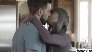 Lovely Ladyboy gets rimjob and analed by cute friend