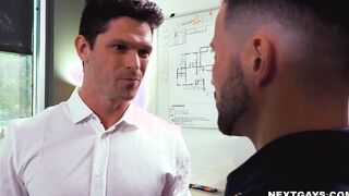 Devin lines up to take Casey's loads of cum