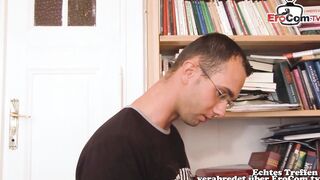 Thin German short hair stylist Mom make amateur Sex Casting