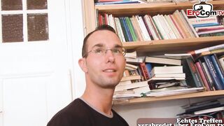 Thin German short hair stylist Mom make amateur Sex Casting