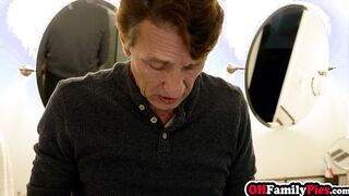 Stepdad and stepson fucked MILF and teen